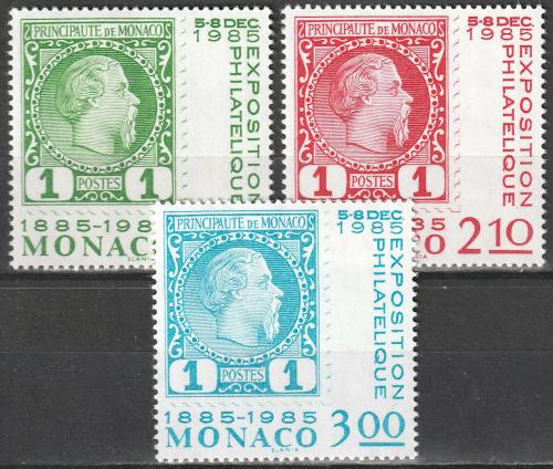 Poštové známky Monako 1985 První známky Monaka, 100. výroèie Mi# 1677-79