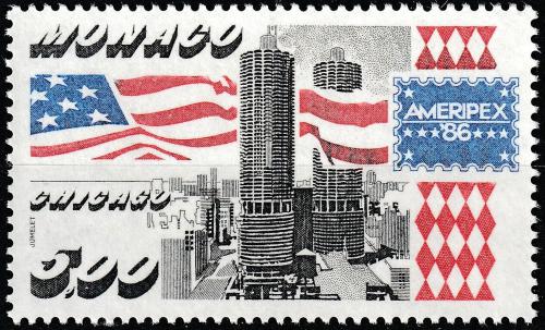 Poštová známka Monako 1986 Mezinárodní výstava AMERIPEX ’86, Chicago Mi# 1762