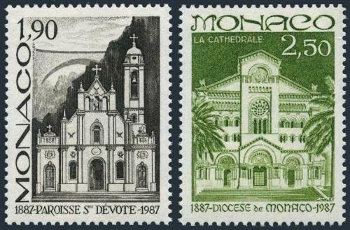 Poštové známky Monako 1987 Náboženské stavby Mi# 1802-03