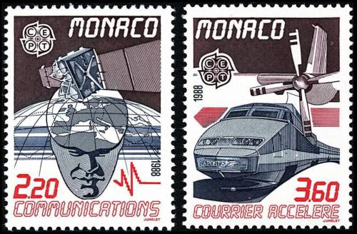 Poštové známky Monako 1988 Európa CEPT, doprava a komunikace Mi# 1859-60 Kat 5€