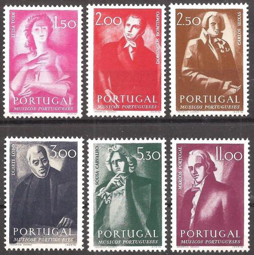 Poštové známky Portugalsko 1974 Hudebníci Mi# 1254-59 Kat 7€