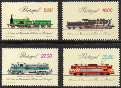 Poštové známky Portugalsko 1981 Lokomotívy Mi# 1540-43 Kat 9.50€