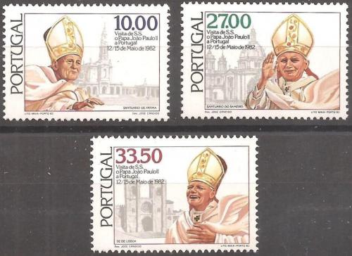 Poštové známky Portugalsko 1982 Papež Jan Pavel II. Mi# 1565-67 Kat 5.50€