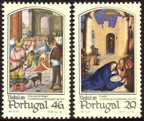 Poštové známky Portugalsko 1985 Vianoce, miniatury Mi# 1673-74