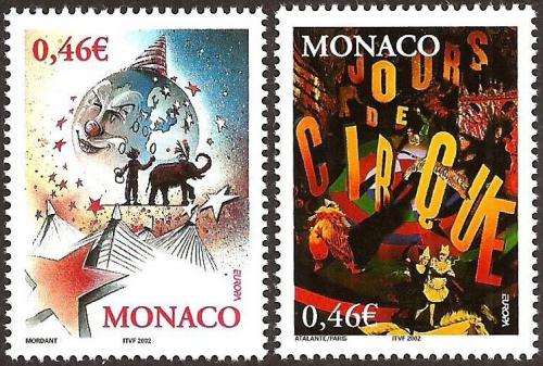 Poštové známky Monako 2002 Európa CEPT, cirkus Mi# 2600-01