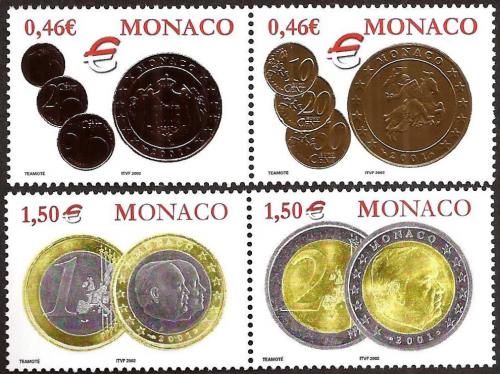 Poštové známky Monako 2002 Euromince Mi# 2609-12 Vysoký nominál !!!