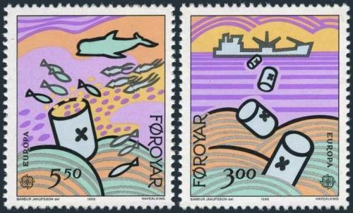 Potov znmky Faersk ostrovy 1986 Eurpa CEPT, ochrana prody Mi# 134-35 - zvi obrzok