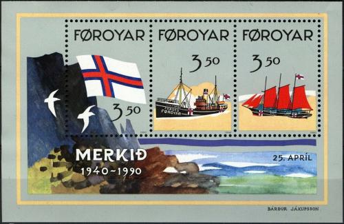 Potov znmky Faersk ostrovy 1990 ttna vlajka, 50. vroie Mi# Block 4