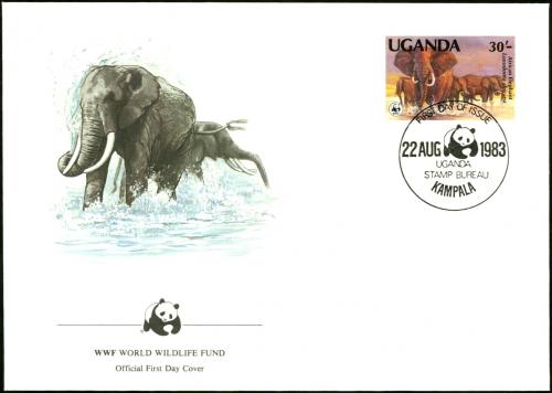 FDC Uganda 1983 Slon africk, WWF 004 Mi# 363 A - zvi obrzok