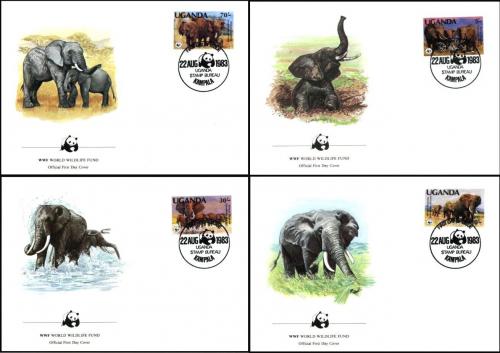 FDC Uganda 1983 Slon africk, WWF 004 Mi# 361-64 A Kat 30 - zvi obrzok