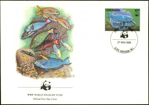 FDC Grenada 1984 Modr papouek, WWF 010 Mi# 1299  - zvi obrzok
