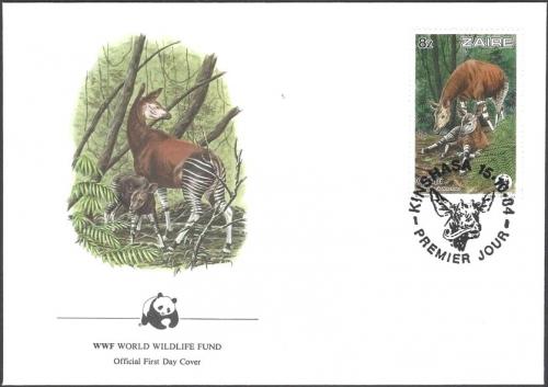 FDC Zair 1984 Okapi, WWF 018 Mi# 877 - zvi obrzok