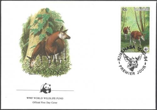 FDC Zair 1984 Okapi, WWF 018 Mi# 878 - zvi obrzok