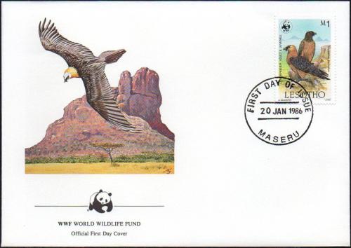FDC Lesotho 1986 Orlosup bradat, WWF 034 Mi# 559