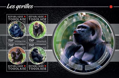 Potov znmky Togo 2015 Gorily Mi# 6739-42 Kat 12 - zvi obrzok