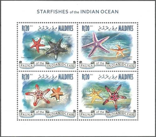 Poštové známky Maldivy 2013 Moøské hvìzdice Mi# 4843-46 Kat 10€