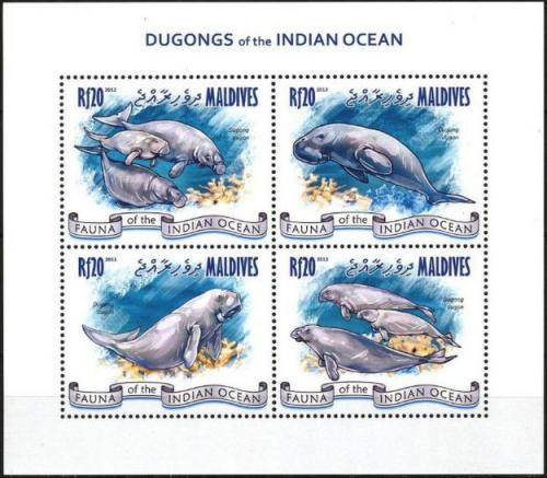 Poštové známky Maldivy 2013 Dugong indický Mi# 4848-51 Kat 10€