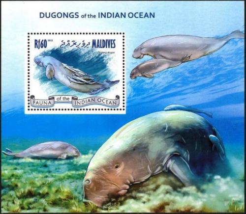Poštová známka Maldivy 2013 Dugong indický Mi# Block 635