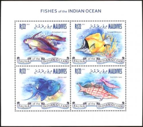 Poštové známky Maldivy 2013 Ryby korálových útesù Mi# 4868-71 Kat 11€
