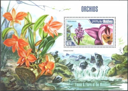 Poštová známka Maldivy 2013 Orchideje Mi# Block 644 Kat 9€