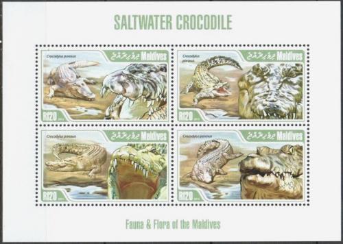 Poštové známky Maldivy 2013 Krokodíly Mi# 4913-16 Kat 10€
