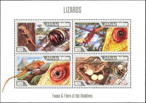 Poštové známky Maldivy 2013 Jašterice Mi# 4918-21 Kat 10€
