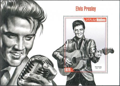 Poštová známka Maldivy 2013 Elevys Presley Mi# Block 654 Kat 9€