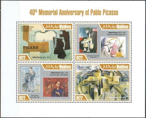 Poštové známky Maldivy 2013 Pablo Picasso Mi# 4948-51 Kat 11€