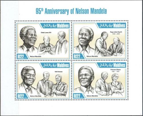 Poštové známky Maldivy 2013 Nelson Mandela Mi# 4953-56 Kat 11€