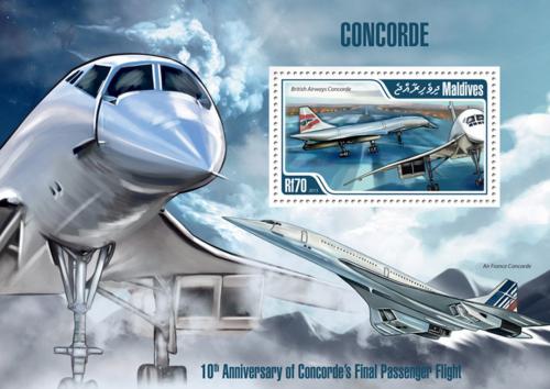 Poštová známka Maldivy 2013 Concorde Mi# Mi# Block 668 Kat 9€