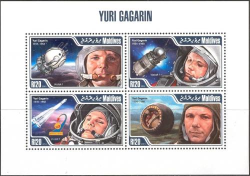Poštové známky Maldivy 2013 Jurij Gagarin Mi# 5033-36 Kat 10€