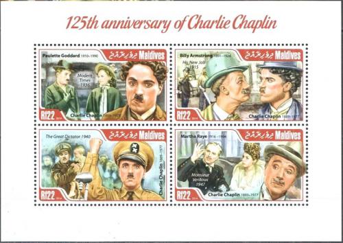 Poštové známky Maldivy 2014 Charlie Chaplin Mi# 5043-46 Kat 11€
