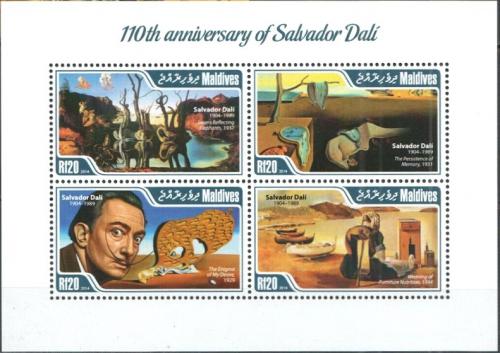 Poštové známky Maldivy 2014 Umenie, Salvador Dalí Mi# 5063-66 Kat 10€