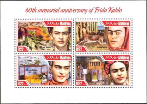 Poštové známky Maldivy 2014 Umenie, Frida Kahlo Mi# 5068-71 Kat 11€
