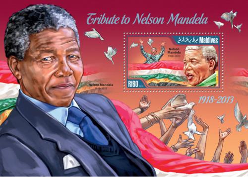 Poštová známka Maldivy 2014 Nelson Mandela Mi# Block 681 Kat 7.50€