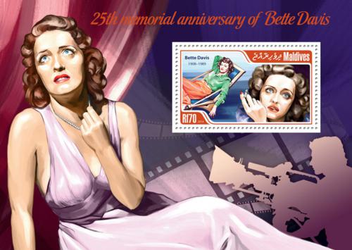 Poštová známka Maldivy 2014 Bette Davis, hereèka Mi# Block 682 Kat 9€ 