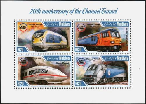 Poštové známky Maldivy 2014 Eurotunel, 20. výroèie Mi# 5198-5201 Kat 10€
