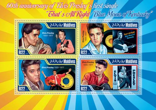 Poštové známky Maldivy 2014 Elevys Presley Mi# 5203-06 Kat 11€