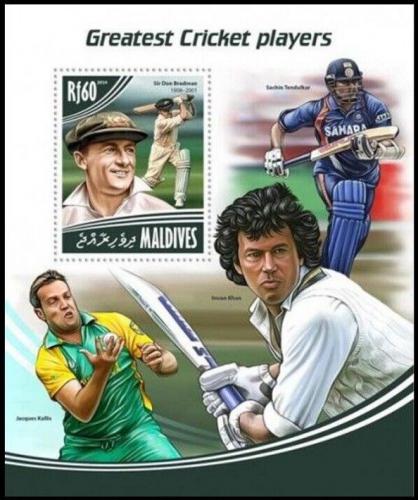 Poštová známka Maldivy 2014 Kriket Mi# Block 715