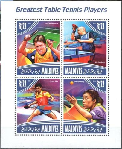 Poštové známky Maldivy 2014 Stolný tenis Mi# 5274-77 Kat 11€