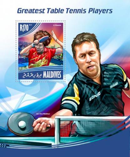 Poštová známka Maldivy 2014 Stolný tenis Mi# Block 719 Kat 9€ 