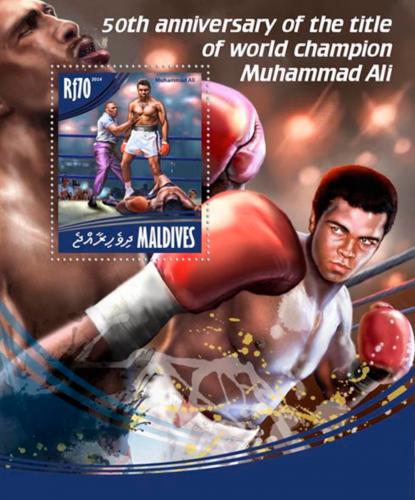 Poštová známka Maldivy 2014 Muhammad Ali, box Mi# Block 721 Kat 9€