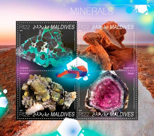 Poštové známky Maldivy 2014 Minerály Mi# 5390-93 Kat 11€