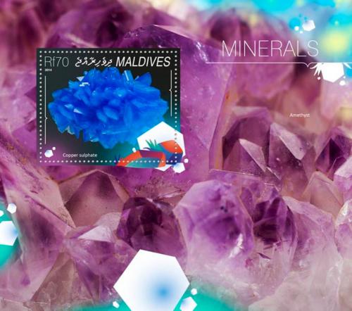 Poštová známka Maldivy 2014 Minerály Mi# Block 741 Kat 9€