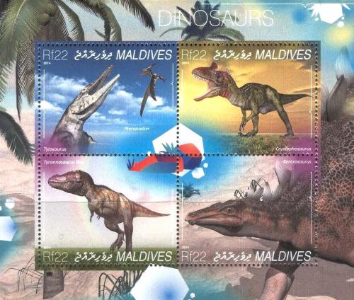 Poštové známky Maldivy 2014 Dinosaury Mi# 5420-23 Kat 11€