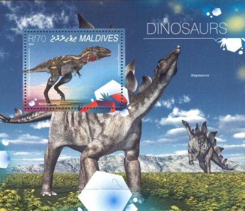 Poštová známka Maldivy 2014 Dinosaury Mi# Block 747 Kat 9€