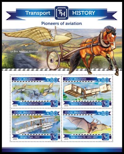 Poštové známky Maldivy 2015 Poèátky letectvo Mi# 5505-08 Kat 10€