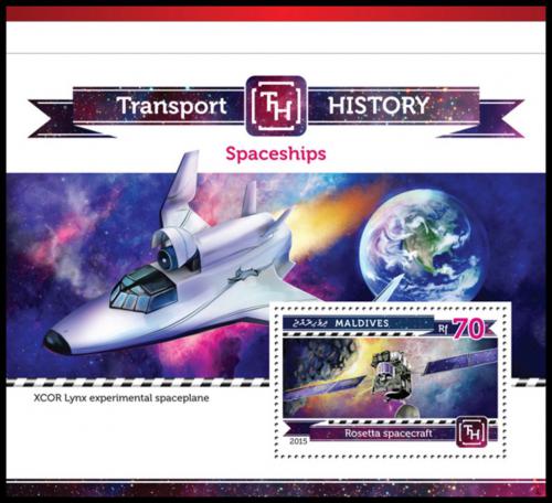 Poštová známka Maldivy 2015 Kosmické lode Mi# Block 767 Kat 9€