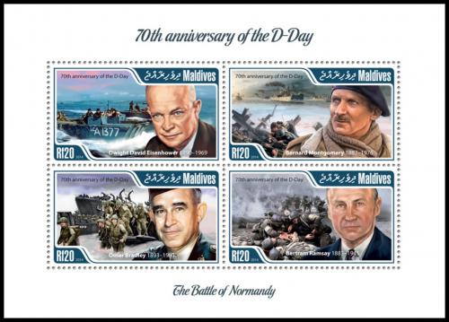 Poštové známky Maldivy 2015 Vylodení v Normandii Mi# 5540-43 Kat 10€
