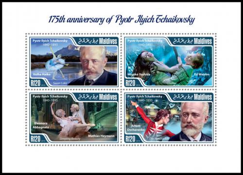 Poštové známky Maldivy 2015 Petr Iljiè Èajkovskij Mi# 5550-53 Kat 10€